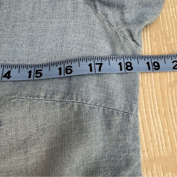 J. Crew Top Chambray Split Neck Long Bell Sleeve Blouse Size XS - Picture 8 of 10